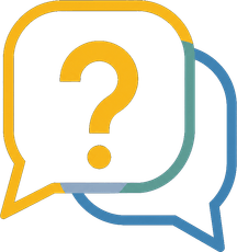 Overlapping speech bubbles with a question mark